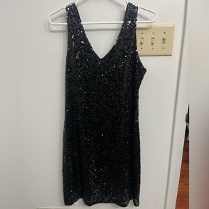 Black Sequin Sleeveless Dress